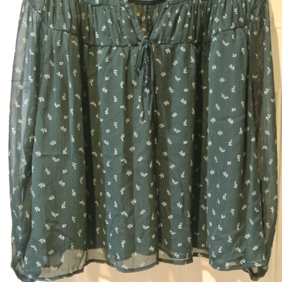WOMENS 3X HUNTER GREEN OLD NAVY LONG SLEEVE BLOUSE - Picture 2 of 4